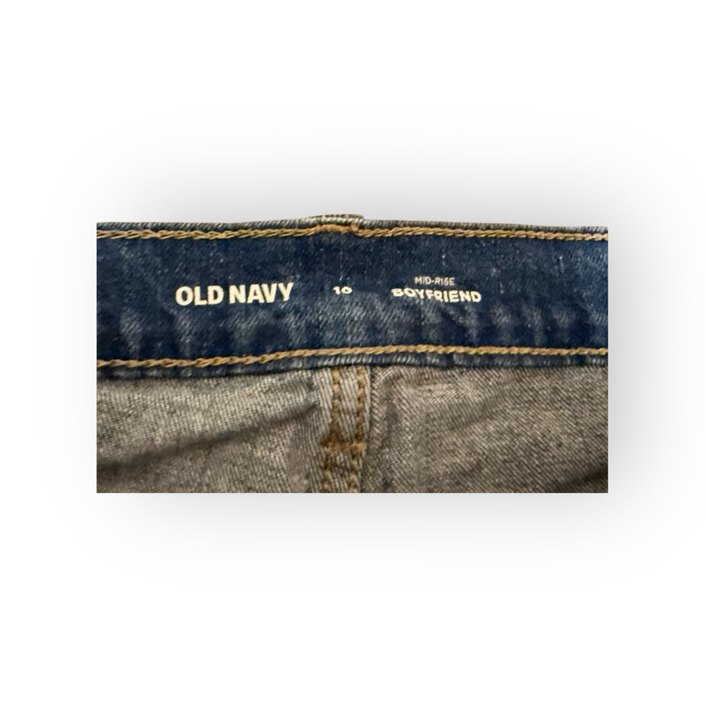 Old Navy Womens Mid-Rise Boyfriend Straight Ripped Jeans Sz 10 Med Wash​​ - Picture 3 of 8